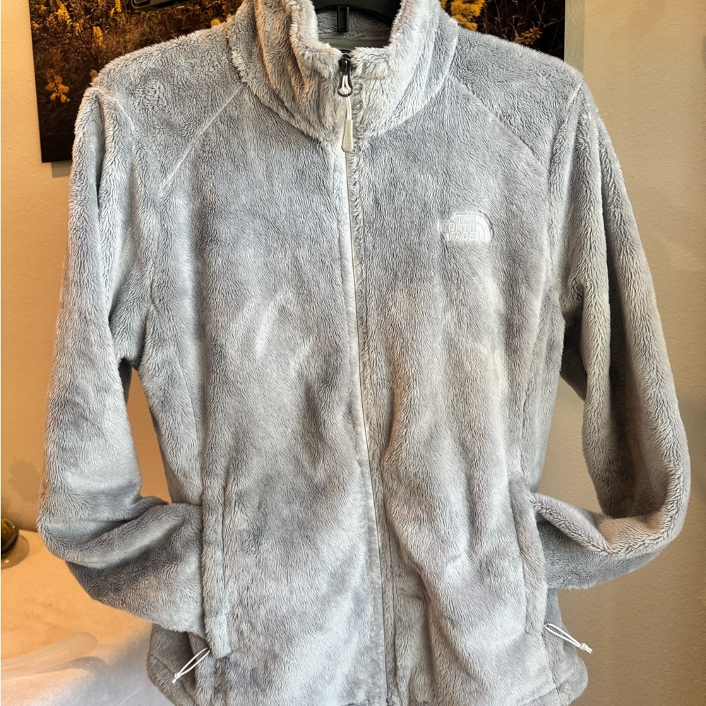 The North Face Black and Light Gray Fuzzy Zip Jacket